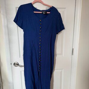 Vintage Dawn Joy Fashions Blue Midi Dress Size 12